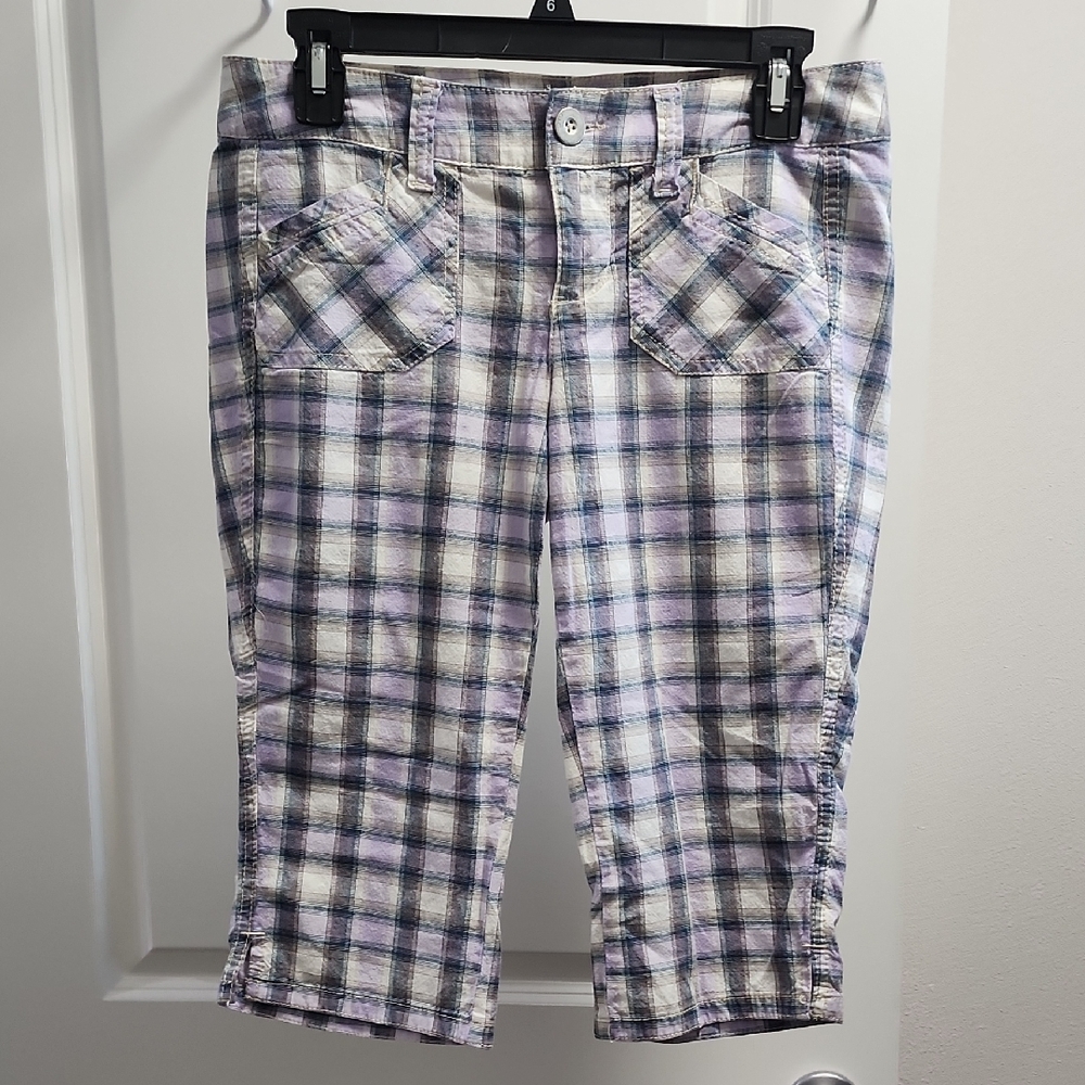 GLO Jeans Plaid Women Shorts - Purple and White